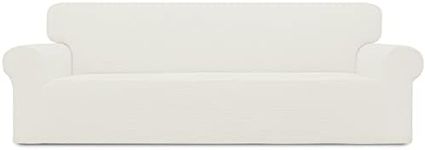 Easy-Going Stretch 4 Seater Oversized Sofa Couch Cover Cream