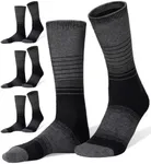 FITRELL 4 Pack Men's Merino Wool Hiking Socks, Wicking Cushioned, Warm Thermal Lightweight Boot Crew Socks, Dress Socks, Black, Large, Shoe Size 9-12