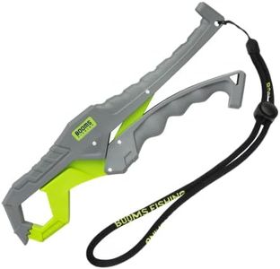 Booms Fishing G05 Fish Lip Gripper Saltwater, 9.4" Plastic Catfish Grippers Pliers, Fish Grabber Tool with Lanyard, Fish Grips for Kayak Fishing Accessories, Great Fish Holder for Caught Fish, Green