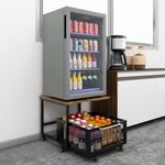 PUNCIA Fridge Stand with Storage and Wheels Rolling Mini Fridge Table for Coffee Portable Dorm Organizer Unit for Mini Refrigerator Fridge Cart with Drawer Basket for Home Office Appliance Platform