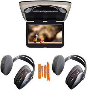 Voxx Movies to Go VXMTG10 10.1" Hi-Res DVD LED Back-lit Overhead Monitor with 2 Pair of Wireless Headphones