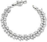 SWEETV Wedding Bridal Bracelet for Brides, Cubic Zirconia Classic Tennis Bracelet for Women Jewelry Gift, 7 8 inch, Crystal, Cubic Zirconia