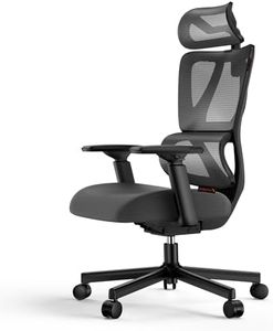 ProtoArc EC100 Ergonomic Office Chair - Computer Desk Chair with 10cm Thicker Spring Cushion, Adaptive Lumbar Support, Adjustable Armrest&Headrest Mesh Swivel Chair Gaming for Home Office, Dark Black