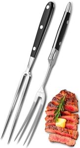 2 Pcs Carving Fork for Meat - Stainless Steel Meat Fork with Heat-Resistant Handle for Grilling, Cooking, Serving - Easy to Clean Straight and Curved Carving Utensils with Classic Two-Prong BBQ Design