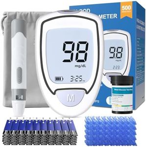 Glucose Monitor Kit, Blood Sugar Monitor with 50 Test Strips & 50 Lancets for Diabetes Testing, High Accuracy Blood Glucose Meter with Auto Eject, No Coding & Large LCD for Seniors, Glucometer Diabetes Testing Kit for Travel & Home Use