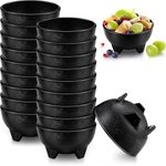 24 Pack Black Salsa Bowls, 13.5 oz Salsa Guacamole Plastic Bowls, Mexican Dip Molcajete Bowl, Chips and Salsa Serving Dish, Taco Bar Serving Set for Party Fiesta Sauce Condiment