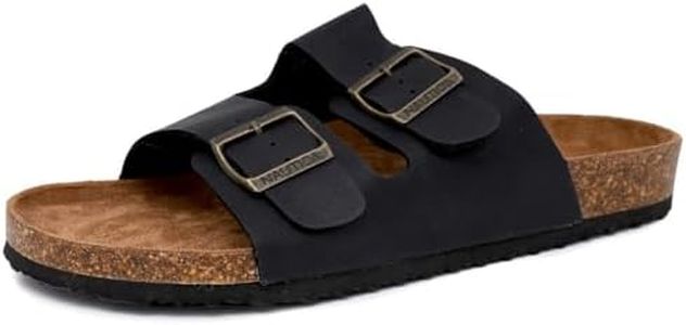 Nautica Men's Double Buckle Slide-Comfort Sandal-Slip-on Adjustable Waterproof Flat's, Black Tumbled-triun, 10