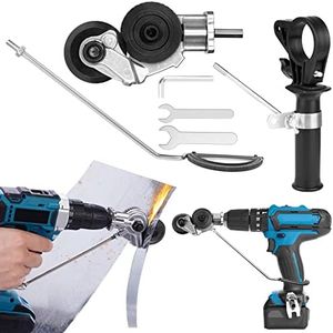 AMFUN 2023 New 1Pack Electric Drill Plate Cutter, Metal Nibbler Drill Attachment, Double Headed Sheet Metal Cutter, DIY Metal Drill Attachment for Cutting Iron, White Sheet, Steel,Copper, Aluminum