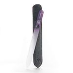 GERMANIKURE Mantra Glass Nail File in Suede Case, Ethically Made in Czech Republic - Professional Manicure & Pedicure Tools for Smooth Easy Shaping of Natural Fingernails