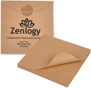 Zenlogy 8x8 Parchment Squares (200 sheets) - Unbleached, Non-stick, Pre-cut Parchment Paper - Fits 8x8 Brownie Square Pans and Toaster Oven Trays, and Air Fryer - Great for Wraps, Baking, Roasting