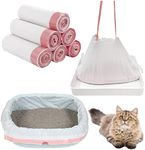 SAHENITEANA 60pcs Cat Litter Box Liners, Disposable Cat Litter Box Cat Litter Bag With Drawstring, Durable, Easy Clean, for Litter Box Pets Cats (91 * 45cm)