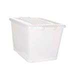 NOW & ZEN 110 Litre Large Plastic Container Multipurpose Stackable Storage Box with Lid, Handles, & Wheels | Dimensions: (LxWxH): (70 x 51 x 45) CM | Semi-Transparent