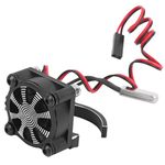 RC Car Motor Cooling Fan Heatsink with Thermal Sensor for CNC Aluminum Alloy Clamp Heatsink(black) Rc Car Model Accessory