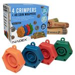 Nadex 48 Assorted Preformed Crimped End Coin Roll Wrappers with Color Coded Coin Wrapper Crimping Tool (Patent Pending), 12 Each of Nickels, Dimes, Pennies and Quarters