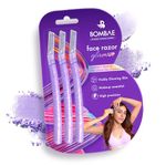 Bombae Glam-up Reusable Beauty Face Razor for Women Facial Hair - 3 | For Eyebrows, Upper Lip, Chin, Peach Fuzz, Forehead, Unibrow, Sideburns | Perfect for makeup base