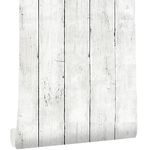 JOLIHOME White Wood Panels Effect Vintage Self Adhesive Wallpaper Planks Peel and Stick Contact Paper Removable Vinyl Film Rolls for Door Living Room Bathroom Table Decor Waterproof 44.5x500cm