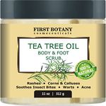 First Botany Cosmeceuticals Natural Anti Fungal Tea Tree Oil Body & Foot Scrub 12 Oz. With Dead Sea Salt - Best For Acne, Dandruff And Warts, Helps With Corns, Calluses, Athlete Foot, Jock Itch