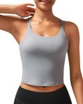 RUNNING GIRL Sports Bras for Women, High Impact Running Strappy Sports Bra Workout Crop Tops with Built in Bras(BX3031 Grey XXL)