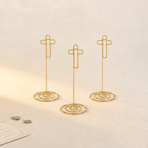 PhotonOcean Gold Cross Place Card Holders, 30 Pack, Table Number Stands