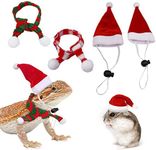 GABraden 2 Pack Christmas Bearded Dragon Lizard Christmas hat and Scarf, Small Animal Guinea Pig Christmas Costume Clothing (2-Red, Christmas)