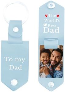 Porte-clés Personnalisé avec Gravé Photo et Texte, Personnalisé en Cuir Porte-clés Cadeaux pour Hommes Boyfriend Dad Husband, Fête des Pères