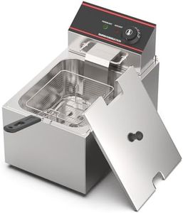 Yopower Immersion Deep Fryer,Electric Countertop Oil Fryer,2500W Fryer Pot Cooker with Adjustable Temperature Control Non-Stick Basket (No oil drain valve, 8L) | Commercial Use Only, 16A Plug
