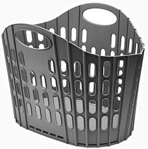 Addis Fold Flat Easy Store Laundry Basket Hamper, 38 Litre, Dark Grey