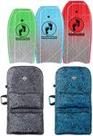 Two Bare Feet Space Double Bodyboard and Boardbag Package - 33" 37" 41" 42" 44" Bodyboards for Adults & Kids … (42" Green + 42" Blue + 44" Grey Bag)