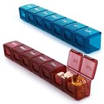 Kononia 2 Pack Weekly Pill Organizer,Large and Firm Daily Pill case, Portable Pill Box for Travel,Weekly Pill Dispenser(Emerald Green+Maroon)