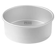 Prime Bakers and Moulders Round Aluminium Cake Pan for Microwave Oven - 8 Inch Diameter x 3 Inch Depth