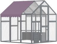 PawHut Chicken Run, Large Wooden Walk In Chicken Coop with Waterproof Cover, Split Door, 2 Nesting Boxes, 2 Roosting Bars, Poultry Hen Cage for 6-8 Chickens, Ducks, Geese, Rabbits, 1.7 x 1.8 x 1.8 m