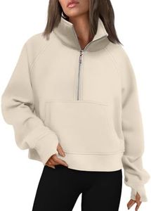 AUTOMET Womens Sweatshirts Half Zip Cropped Pullover Fleece Quarter Zipper Hoodies 2026 Fall Fashion Outfits Clothes Beige X-Large