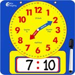 Write & Wipe Teaching Demonstration Clock - Kids Telling Time Learning Clock for Analog and Digital Time, Labelled Minute & Hour Hands, Easy to Read for School Classrooms and Homeschool Supplies