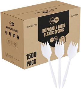 1500 Pack Disposable Plastic Sporks Bulk, White Spoon Fork Combo Utensils for Takeout, Restaurant, Camping, Food Truck, Party, Picnic