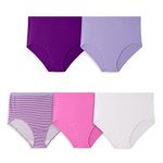 Fruit of the Loom Womens Cotton Briefs, 5 Pack - Assorted Colours, 11 Plus