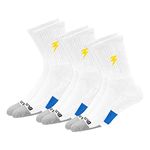 BLITZSOX Unisex Tennis Socks with Hi-Tech Performance Max Cushion, Moisture Wicking, White Crew Length Tennis Socks for Men & Women, Pack of 3 (UK 3-5)