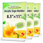 VAIIGO 3Pack Acrylic Sign Holder 8.5 x 11Inches Clear Table Top Display Sign Stand, Double-Sided Plastic Menu Sign Holder for Restaurant, Office, Store, Hotel, Clear Paper Sign Holder