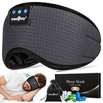 MUSICOZY Sleep Headphones Bluetooth 5.2 Breathable Sleeping Headphones Sleep Mask, Wireless Eye Mask Sleep Earbuds for Side Sleepers Men Women Office Nap Air Travel Cool Tech Gadgets Gifts Gray