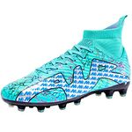 VTASQ Football Boots Men's High Top Spike Boy's Outdoor Soccer Shoes Professional Athletic Training Shoes Competition Football Shoes Cleats Sneakers Unisex Turquoise 7.5 UK