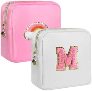 OWTING Sanitary Napkin Storage Bag, Period Bag, Portable Period Pouch, Feminine Menstrual Pad Tampon Organizer, First Period Kit for teen Girls School (White+Pink)