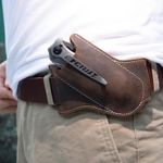 Leather Knife Sheaths for Belt, Pocket Knife Holder, EDC Sheath for Folding, Compact Draw Knife Holster Dark Brown (Coffee)