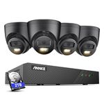 ANNKE 3K PoE CCTV Camera System Outdoor, 4x Wired Security IP with Spotlights (Black) Human/Vehicle Detection Color Night Vision 8CH NVR 2TB Hard Drive for 24/7 Audio Recording