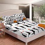 Basketball Print Bedding Sheet Sports Theme Fitted Sheet for Kids Boys Girls Teens 3D Ball Pattern Bed Sheet Set Breathable Gift for Basketball Player Black White Comforter Cover Room Decor Full Size