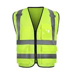 sesafety Reflective Safety Vest Pockets and Zipper, High Visibility Construction Vest, Hi Vis Vest, ANSI Class 2, Yellow, XL