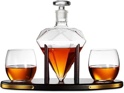 Godinger Whiskey Decanter and Whiskey Glasses Set, Diamond Liquor Decanter and Cocktail Whiskey Glasses Gift Set - for Liquor, Scotch, Bourbon, Vodka - 850ml