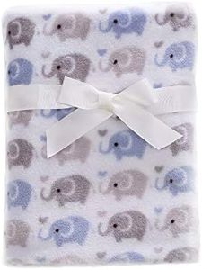 CREVENT 30"X40" Cute Lightweight Silky Cozy Warm Baby Blanket for Boys Infant Toddler Newborn Unisex Crib Cot Stroller, Baby Shower, Summer Spring - Blue Elephant