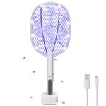 Phosooy Electric Fly Swatter Rackets, 2-in-1 Handhold Bug Zapper with 3000V High Voltage, Plug-in Mosquito Killer Insect Light Trap with 3 Layer Safety Mesh Portable for Indoor Outdoor Use (1)