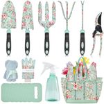 Garden Tools Set, Carsolt 11 Pcs Heavy Duty Floral Gardening Tools Kit with Non-Slip Rubber Handle, Special Gardening Gifts for Women Birthday Box