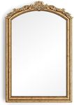 Barnyard Designs Vintage Gold Mirror - Ornate Antique Victorian Metal Mirror - French Baroque Style Mirror for Living Room, Bedroom, Bathroom (24" x 36")