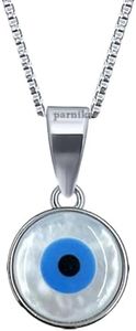 Parnika Exquisite Evil Eye Design Pendant in Pure 92.5 Sterling Silver for Girls and Women | Pendant Only | Gift for Her | With Certificate of Authenticity | Chandi Dollar Locket | (Round Plain)